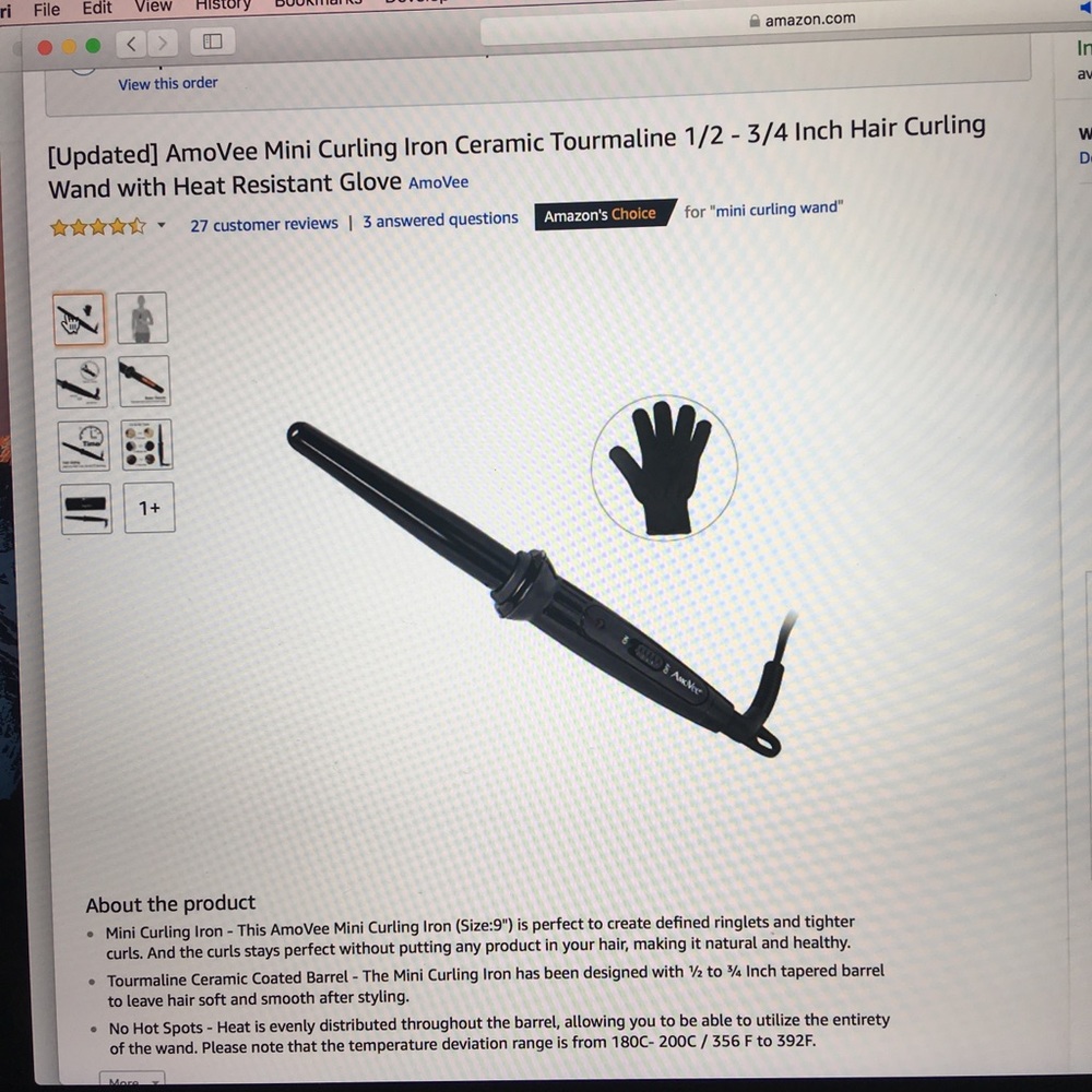 Mini Curling Iron Ceramic Tourmaline